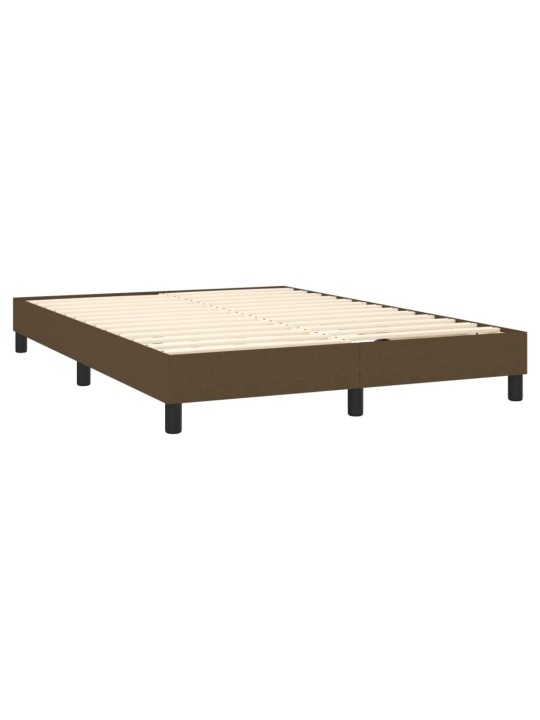 Box spring postel s matrací a LED tmavě hnědá 140x200 cm textil