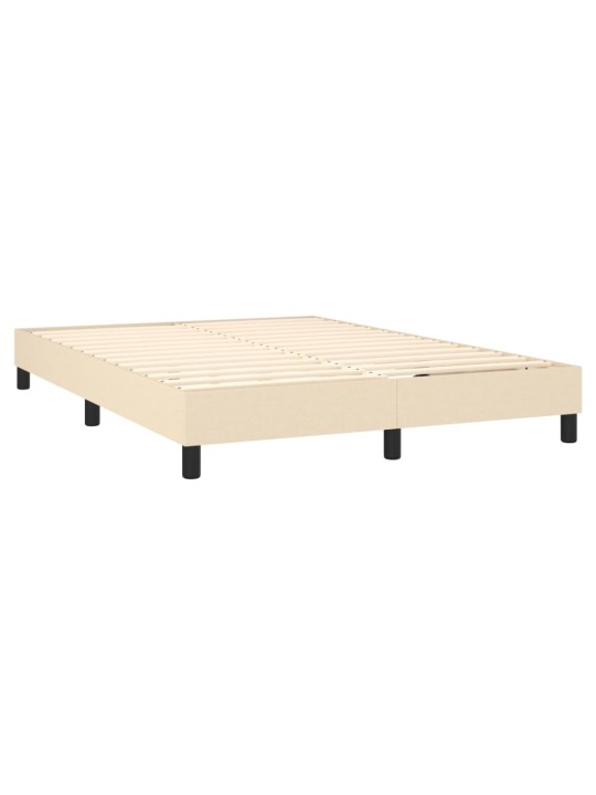 Box spring postel s matrací a LED krémová 140x200 cm textil