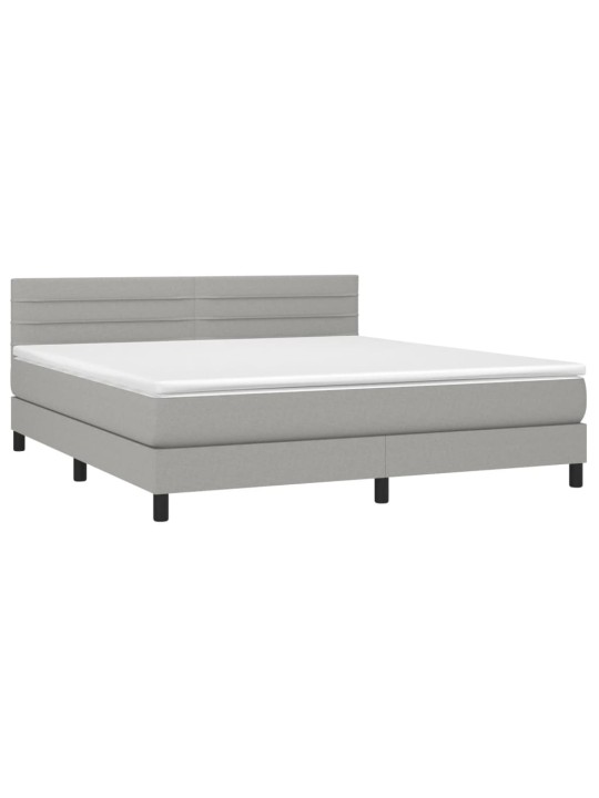Box spring postel s matrací a LED světle šedá 160x200 cm textil