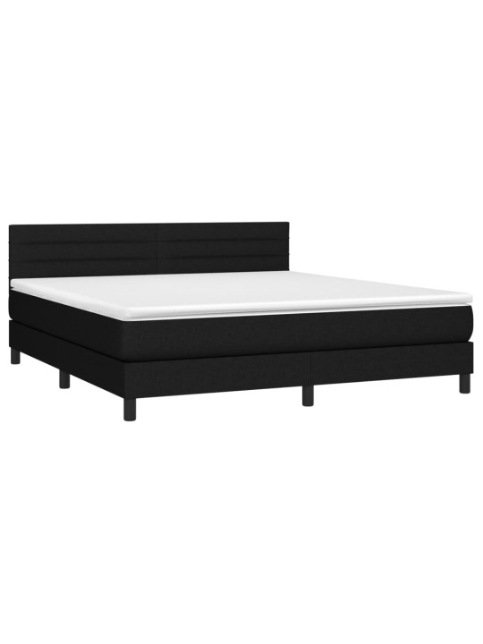 Box spring postel s matrací a LED černá 160x200 cm textil