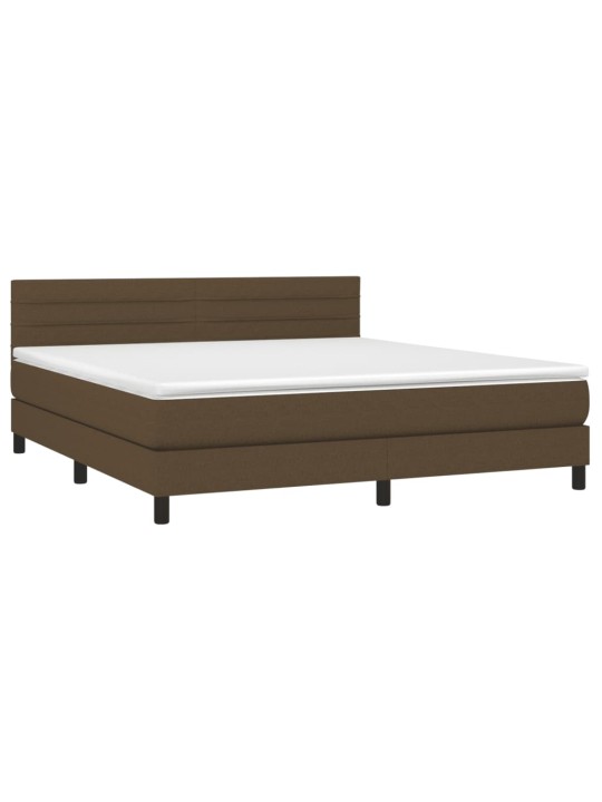 Box spring postel s matrací a LED tmavě hnědá 160x200 cm textil