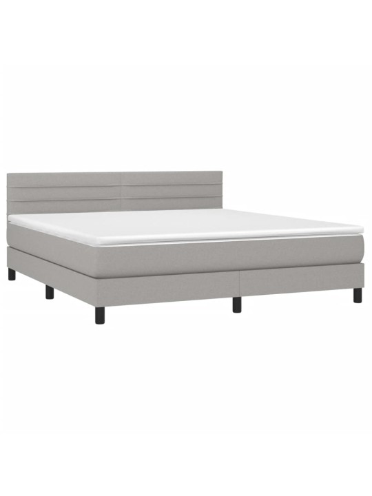 Box spring postel s matrací a LED světle šedá 180x200 cm textil