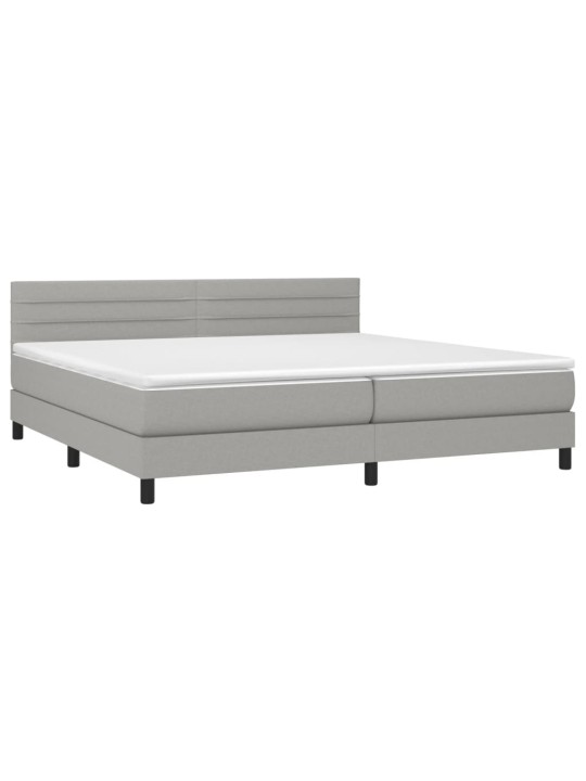 Box spring postel s matrací a LED světle šedá 200x200 cm textil