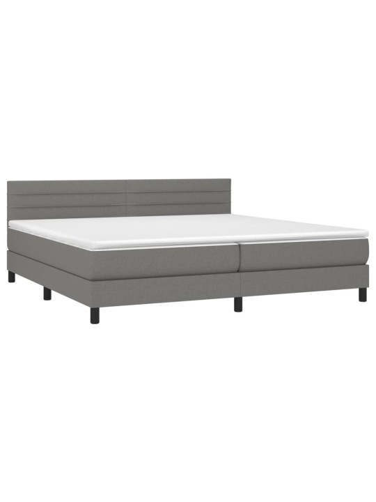 Box spring postel s matrací a LED tmavě šedá 200x200 cm textil