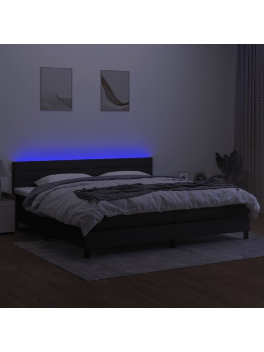 Box spring postel s matrací a LED černá 200x200 cm textil