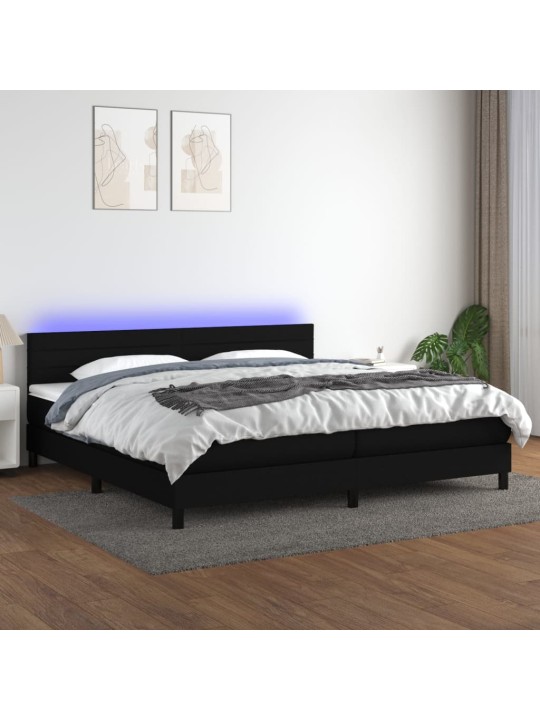 Box spring postel s matrací a LED černá 200x200 cm textil