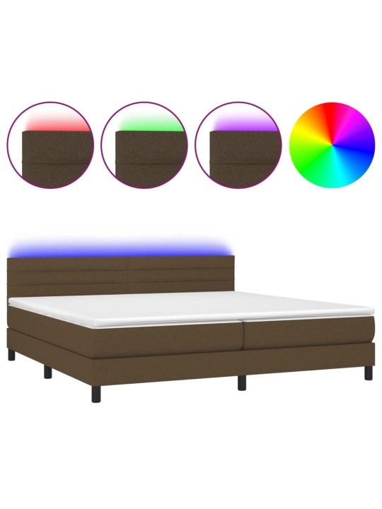 Box spring postel s matrací a LED tmavě hnědá 200x200 cm textil