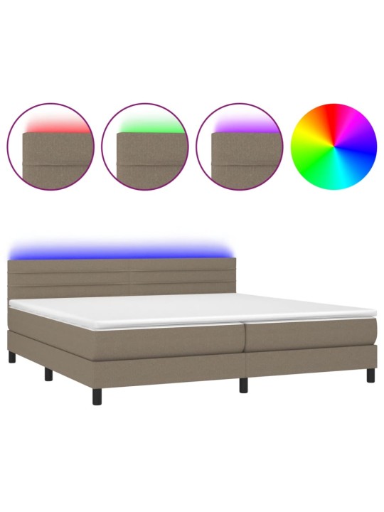 Box spring postel s matrací a LED taupe 200x200 cm textil