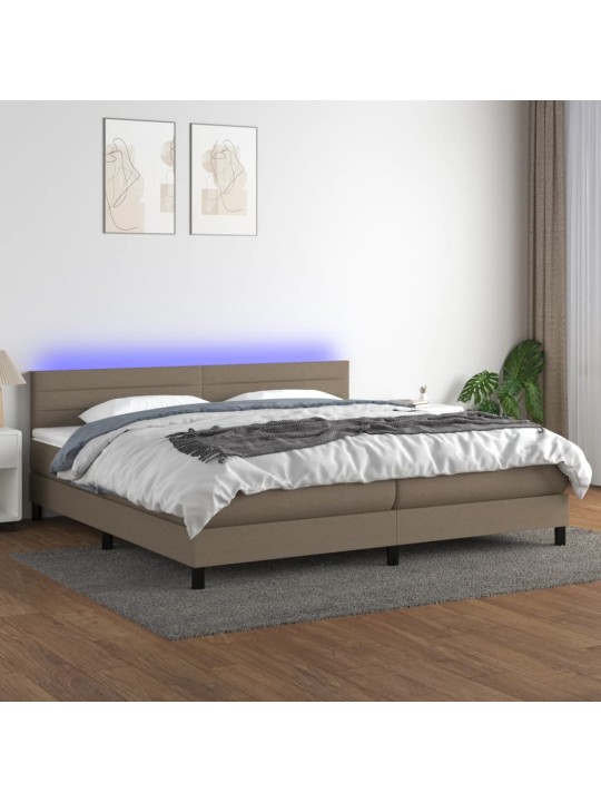 Box spring postel s matrací a LED taupe 200x200 cm textil