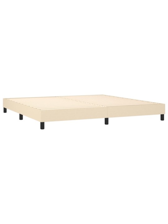 Box spring postel s matrací a LED krémová 200x200 cm textil