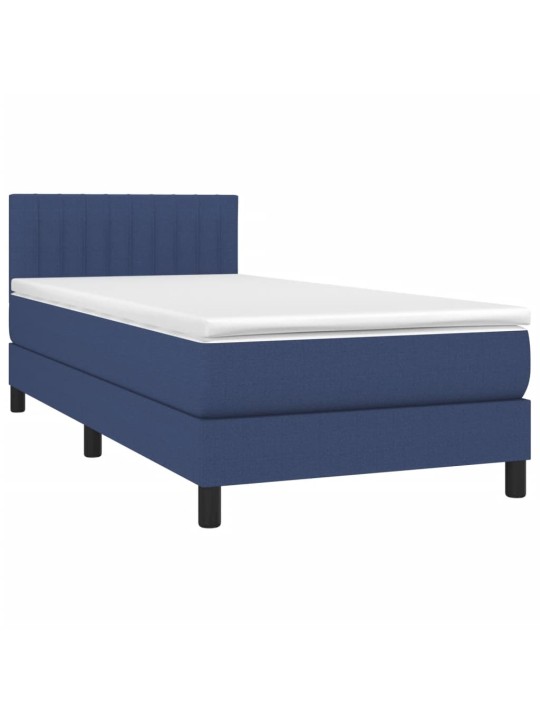 Box spring postel s matrací a LED modrá 90x190 cm textil