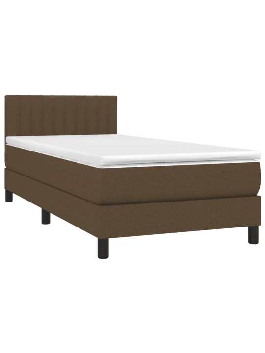 Box spring postel s matrací a LED tmavě hnědá 90x200 cm textil