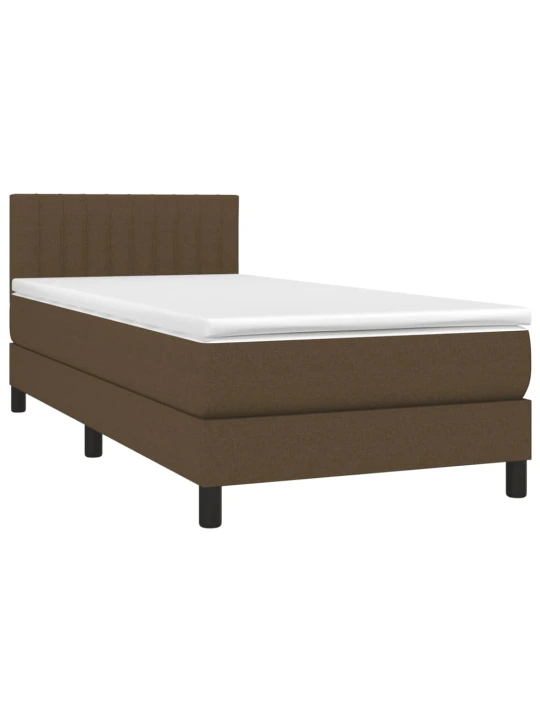 Box spring postel s matrací a LED tmavě hnědá 90x200 cm textil