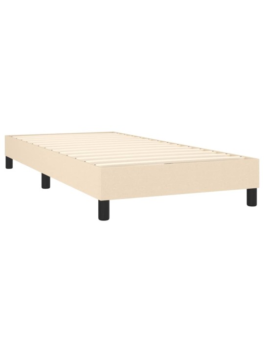 Box spring postel s matrací a LED krémová 90x200 cm textil