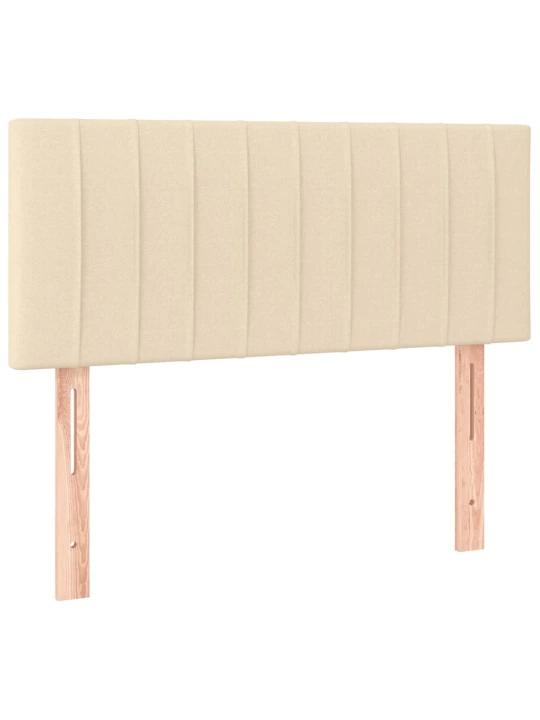 Box spring postel s matrací a LED krémová 90x200 cm textil