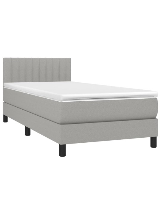 Box spring postel s matrací a LED světle šedá 100x200 cm textil