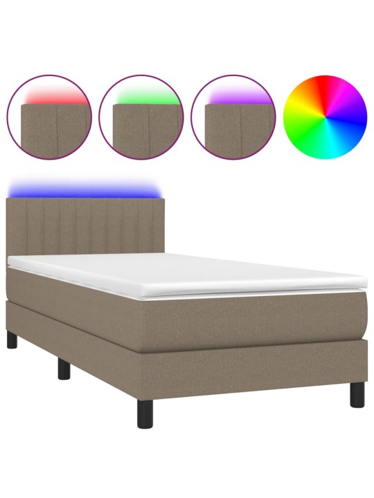 Box spring postel s matrací a LED taupe 100x200 cm textil