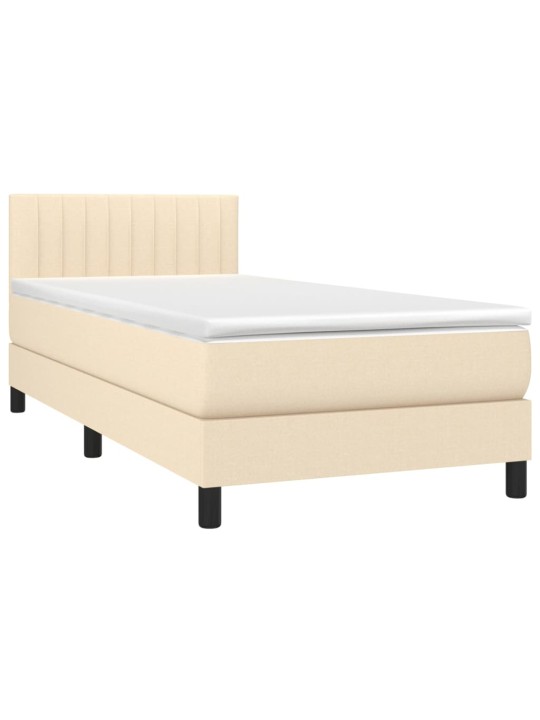Box spring postel s matrací a LED krémová 100x200 cm textil