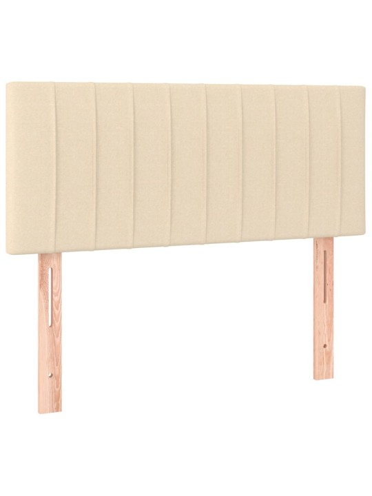 Box spring postel s matrací a LED krémová 100x200 cm textil