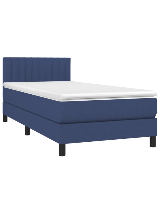 Box spring postel s matrací a LED modrá 100x200 cm textil