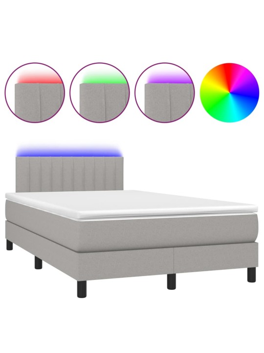 Box spring postel s matrací a LED světle šedá 120x200 cm textil