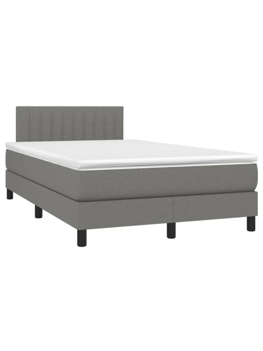 Box spring postel s matrací a LED tmavě šedá 120x200 cm textil