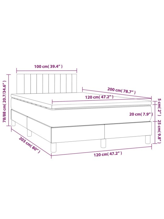 Box spring postel s matrací a LED černá 120 x 200 cm textil