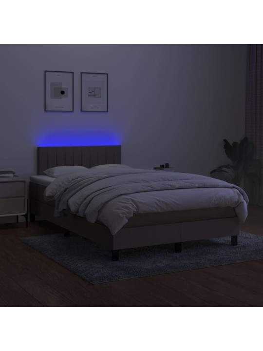 Box spring postel s matrací a LED taupe 120 x 200 cm textil
