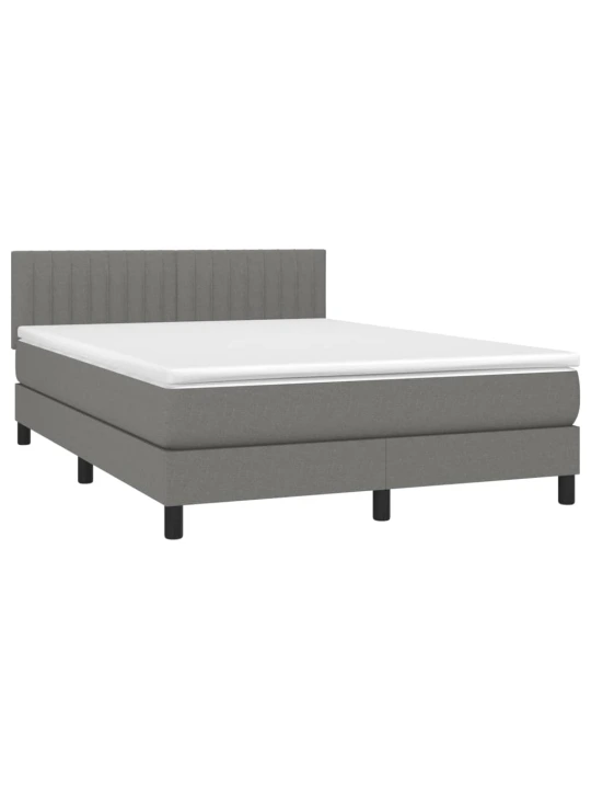 Box spring postel s matrací a LED tmavě šedá 140x190 cm textil