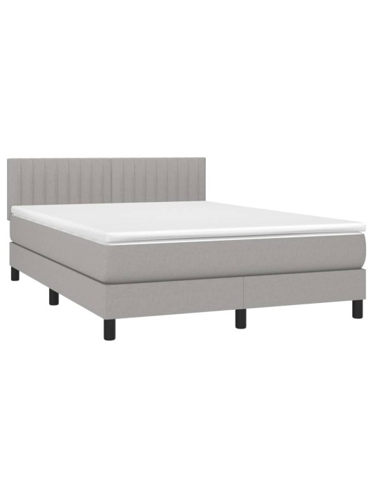 Box spring postel s matrací a LED světle šedá 140x200 cm textil