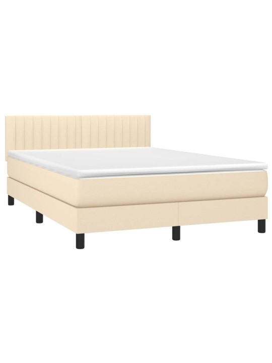 Box spring postel s matrací a LED krémová 140x200 cm textil