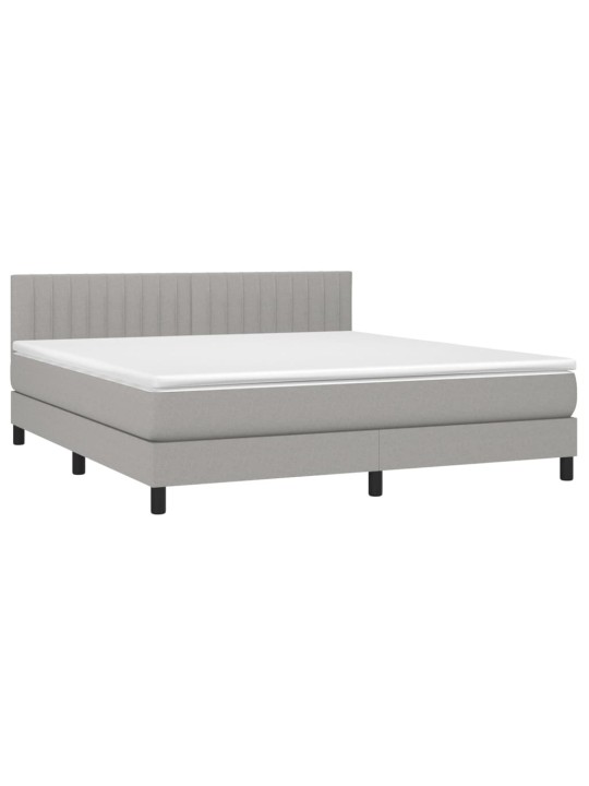 Box spring postel s matrací a LED světle šedá 160x200 cm textil