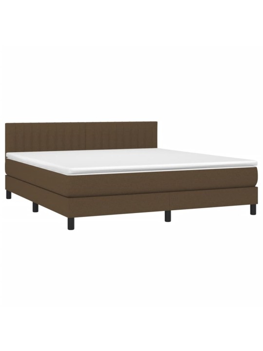 Box spring postel s matrací a LED tmavě hnědá 160x200 cm textil