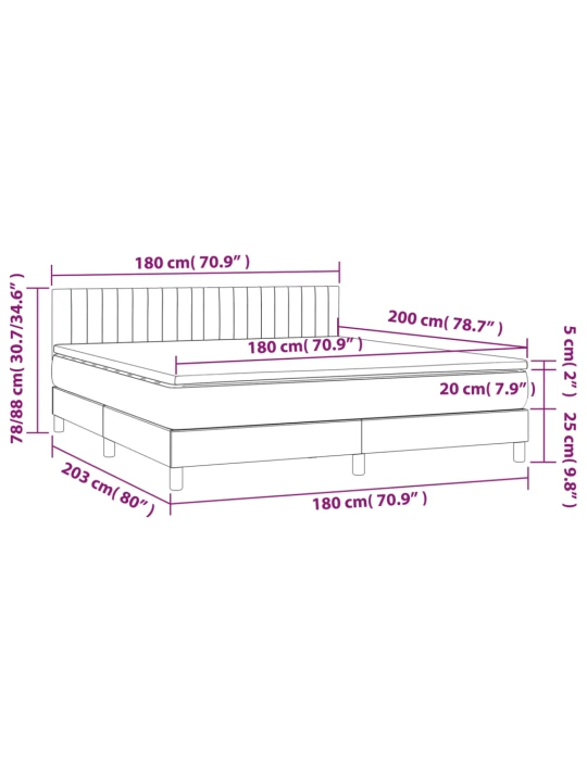Box spring postel s matrací a LED taupe 180x200 cm textil