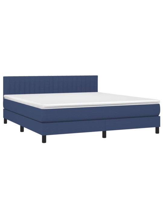 Box spring postel s matrací a LED modrá 180x200 cm textil