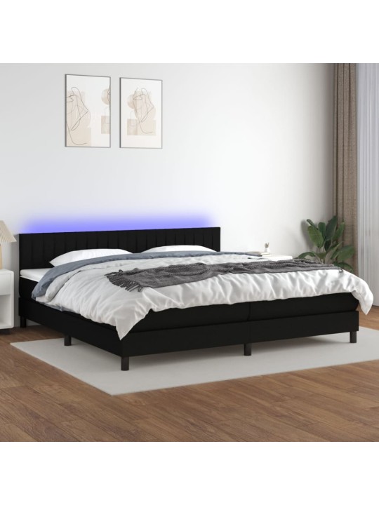 Box spring postel s matrací a LED černá 200x200 cm textil