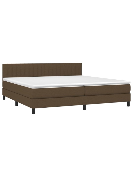 Box spring postel s matrací a LED tmavě hnědá 200x200 cm textil