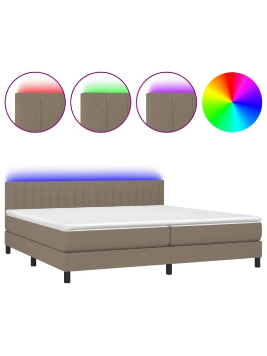 Box spring postel s matrací a LED taupe 200x200 cm textil