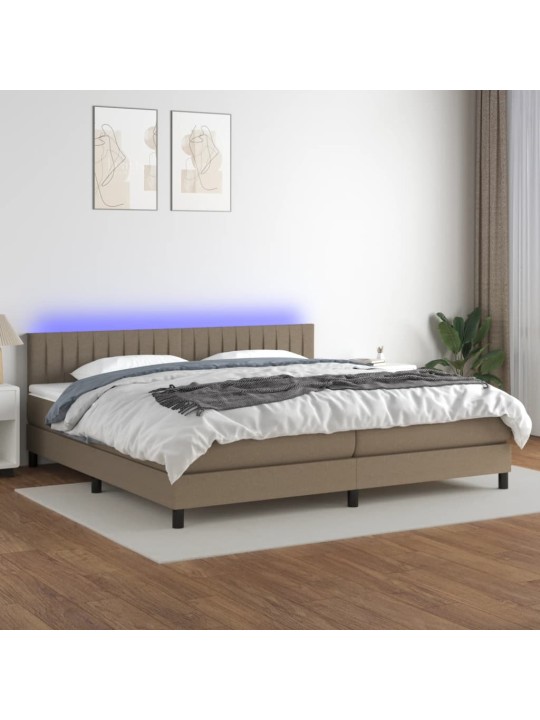 Box spring postel s matrací a LED taupe 200x200 cm textil