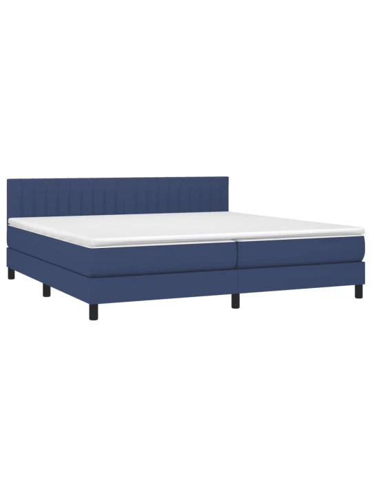 Box spring postel s matrací a LED modrá 200x200 cm textil