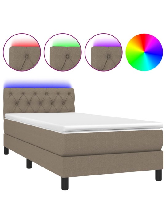 Box spring postel s matrací a led taupe 80 x 200 cm textil