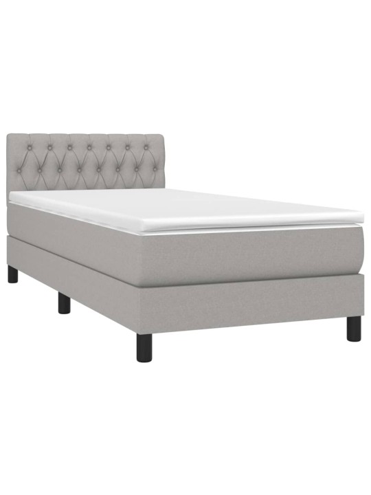 Box spring postel s matrací a LED světle šedá 100x200 cm textil
