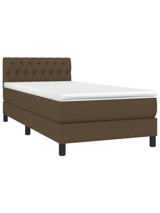 Box spring postel s matrací a LED tmavě hnědá 100x200 cm textil