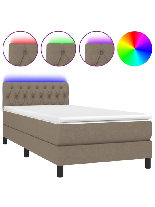 Box spring postel s matrací a LED taupe 100x200 cm textil