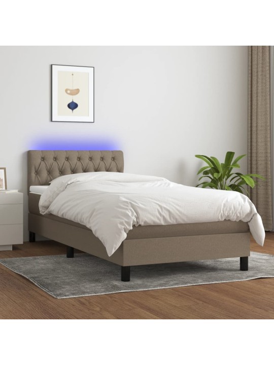 Box spring postel s matrací a LED taupe 100x200 cm textil