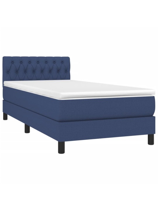 Box spring postel s matrací a LED modrá 100x200 cm textil
