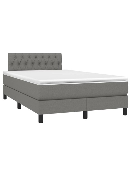 Box spring postel s matrací a LED tmavě šedá 120x200 cm textil