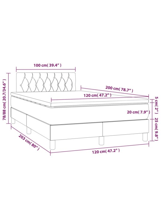Box spring postel s matrací a LED černá 120 x 200 cm textil
