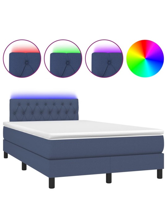 Box spring postel s matrací a LED modrá 120 x 200 cm textil