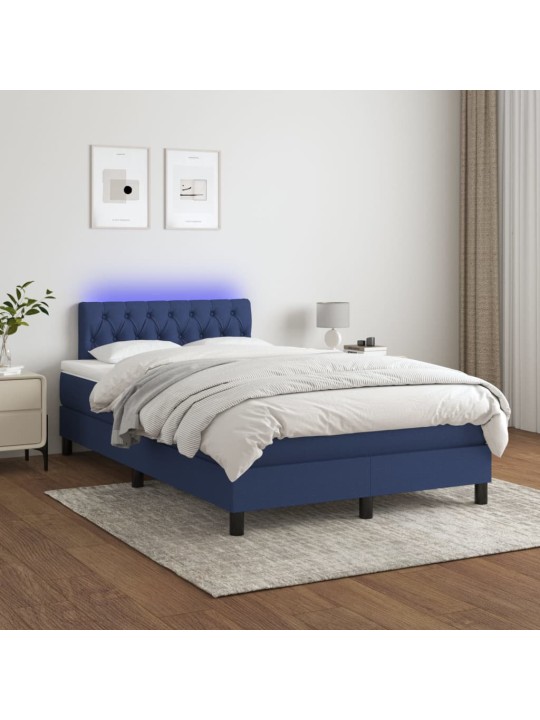 Box spring postel s matrací a LED modrá 120 x 200 cm textil
